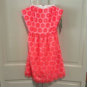 NWT Lilly Pulitzer Bright Pink Embroidered Strapless dress